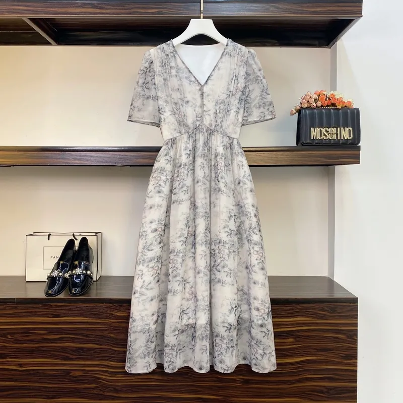 ARIADNAW STUDIO Short Sleeved Dresses Women's Blue Gray-2