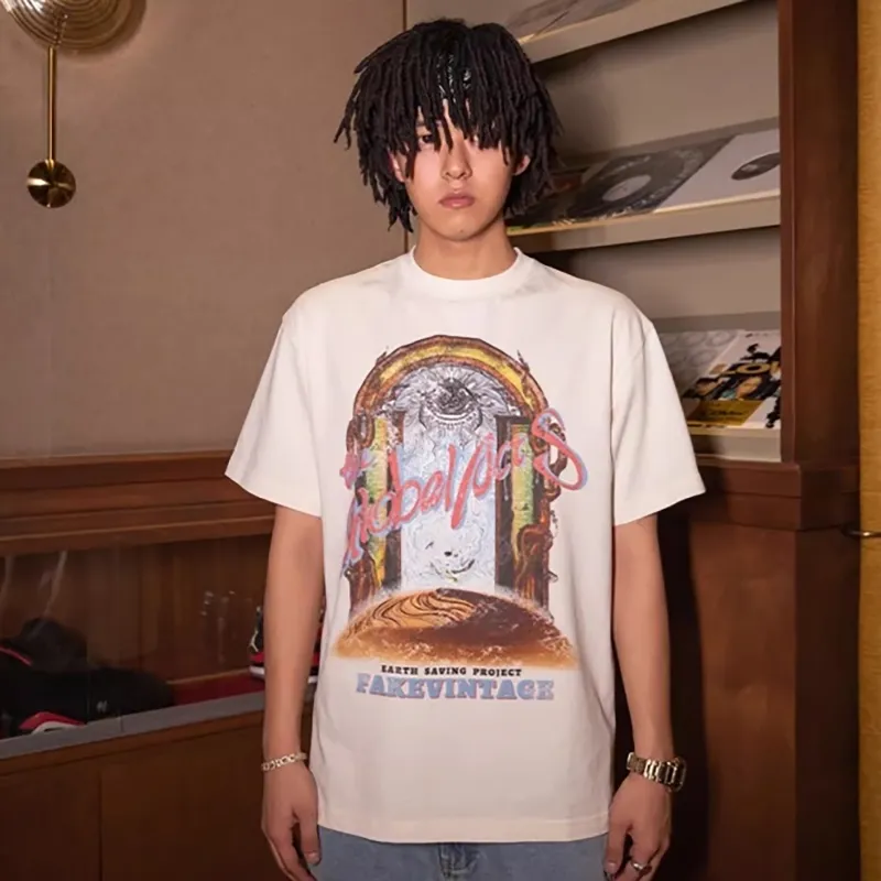 FAKE VINTAGE T Shirts Unisex Apricot-3