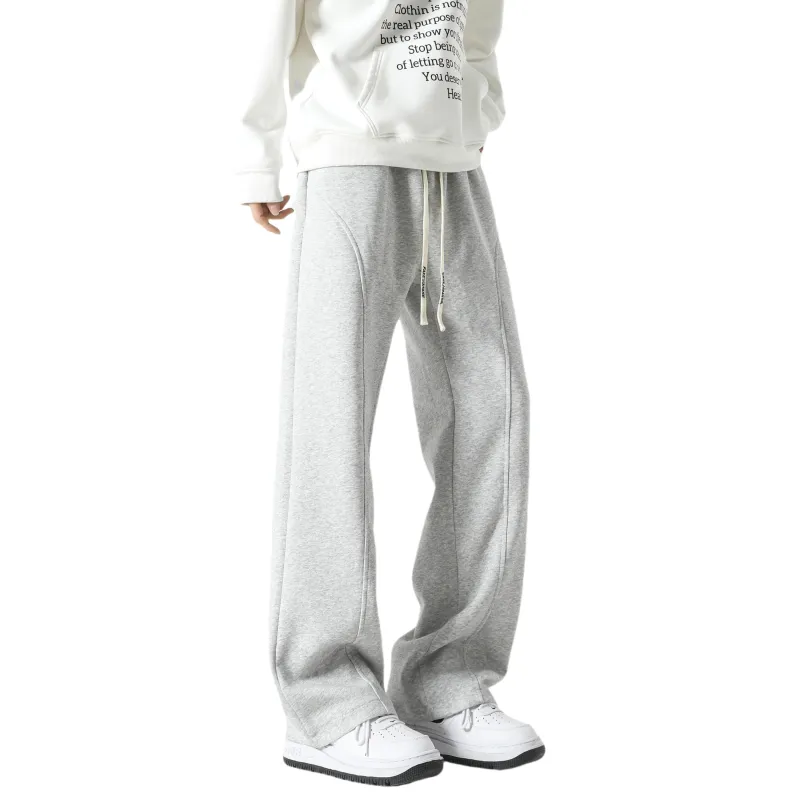 FAKE VINTAGE Casual Pants Unisex White Heather Gray-2