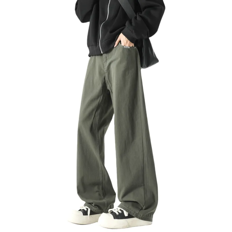 FAKE VINTAGE Casual Pants Unisex Army Green-1