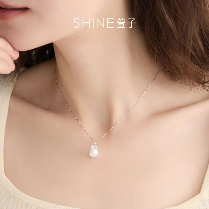 SHINE S925 Silver, Shell Pearl, Zircon Necklaces Women's-3