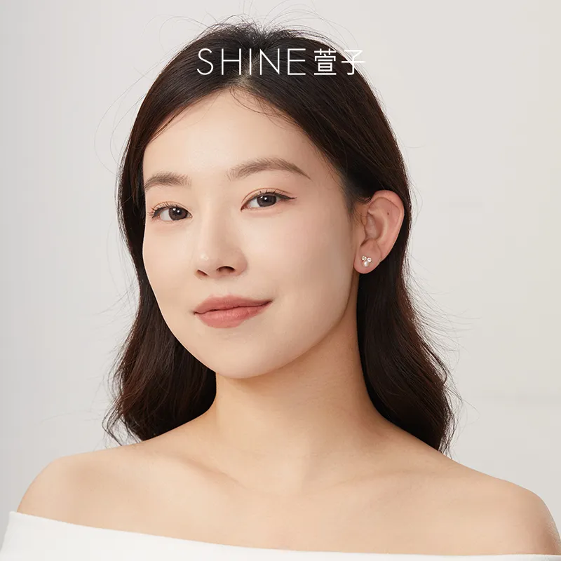 SHINE S925 Silver Stud Earrings Women's-2