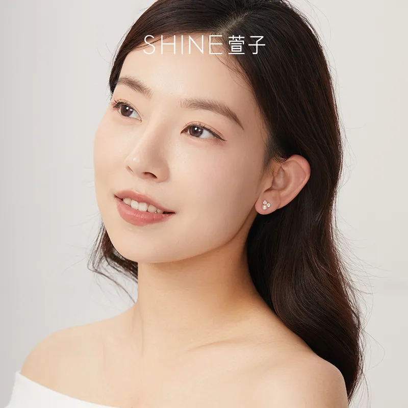 SHINE S925 Silver Stud Earrings Women's-3