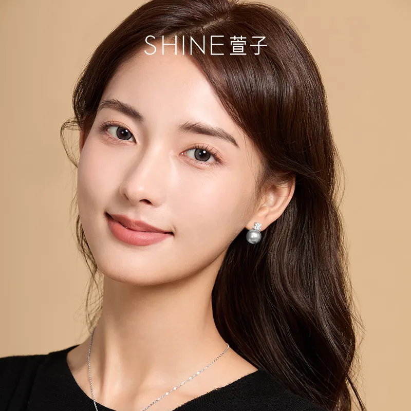 SHINE Ink In The Pearlescent Collection S925 Silver, Zircon, Shell Pearl Earrings Women's-3