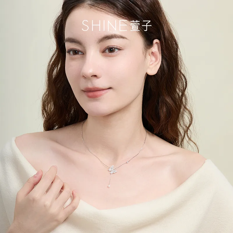 SHINE S925 Silver With Zircon Necklaces Women's-5