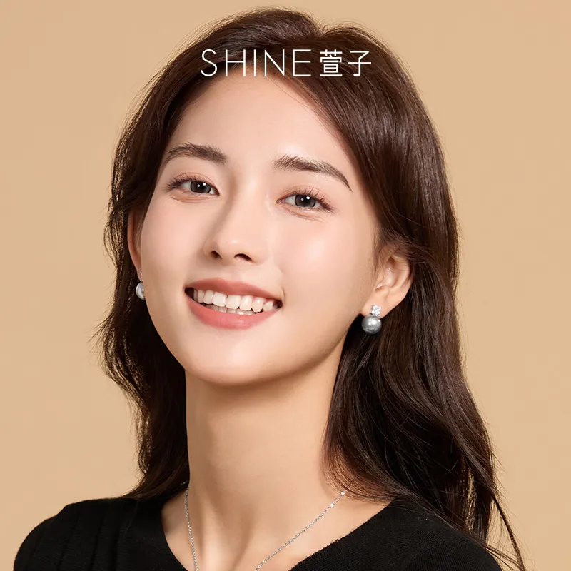 SHINE Ink In The Pearlescent Collection S925 Silver, Zircon, Shell Pearl Earrings Women's-5