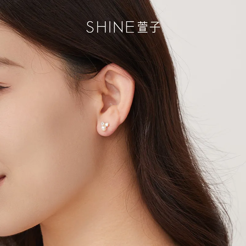 SHINE S925 Silver Stud Earrings Women's-1