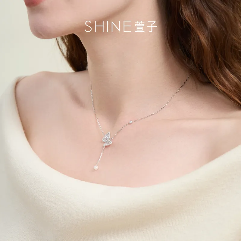 SHINE S925 Silver With Zircon Necklaces Women's-4