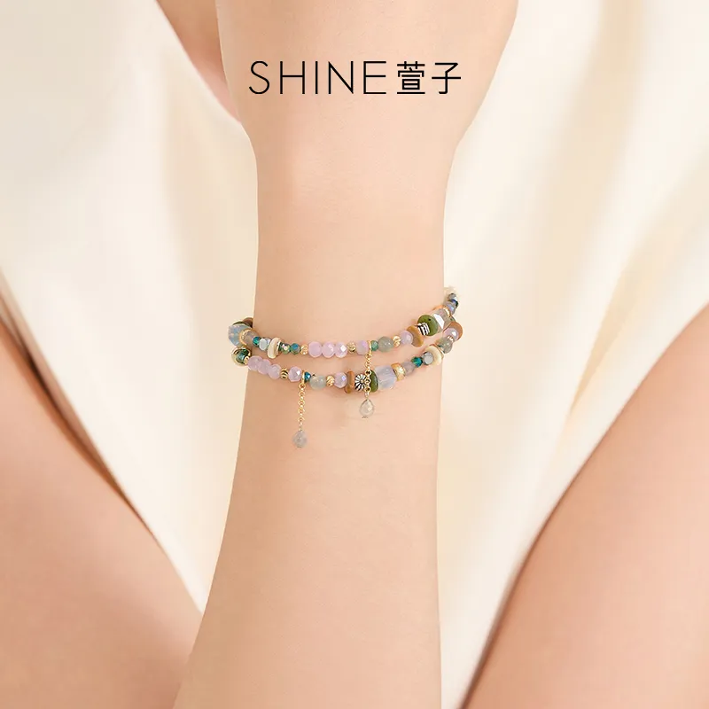 SHINE Alloy, Copper, Synthetic Crystal Bracelets Unisex-2