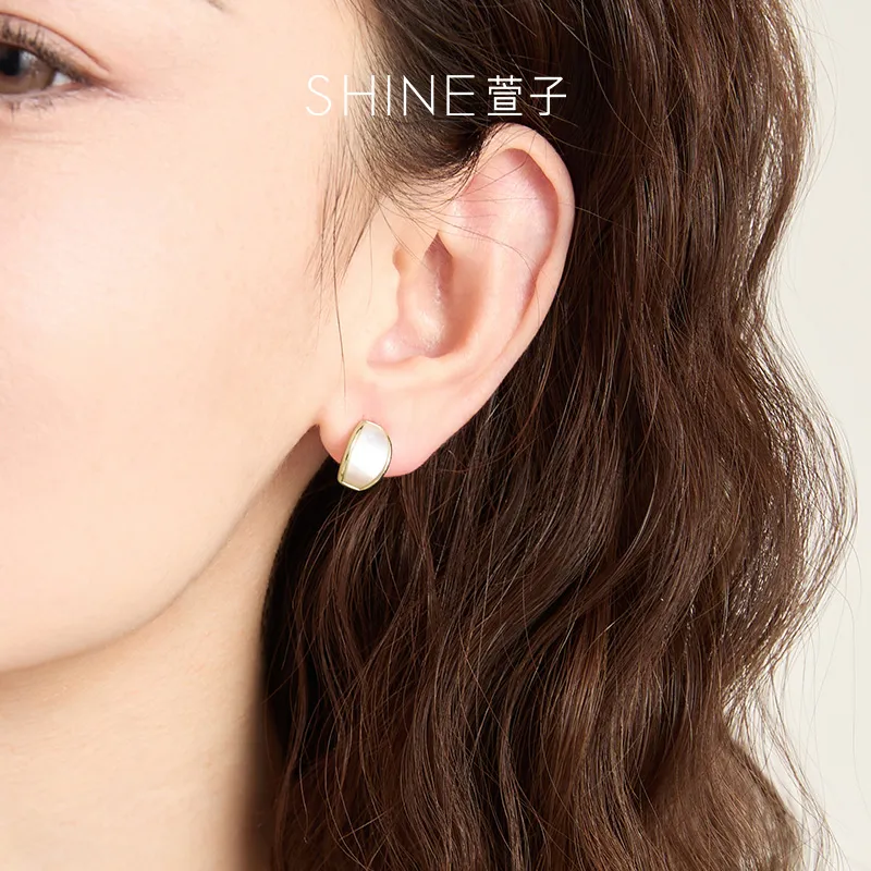 SHINE Shell 14K Gold Plated Earrings Women's-2