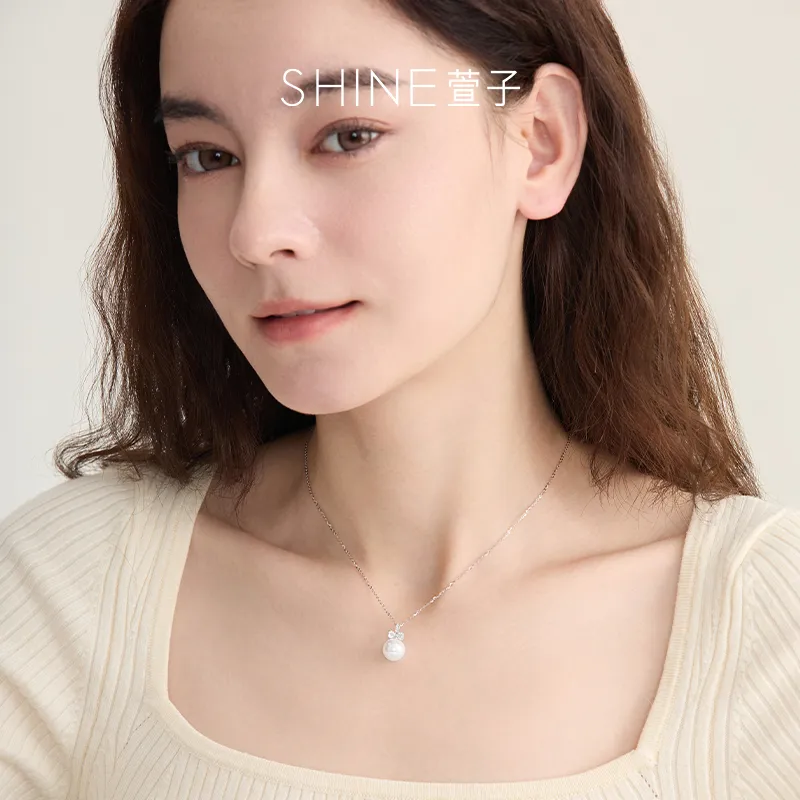 SHINE S925 Silver, Shell Pearl, Zircon Necklaces Women's-4