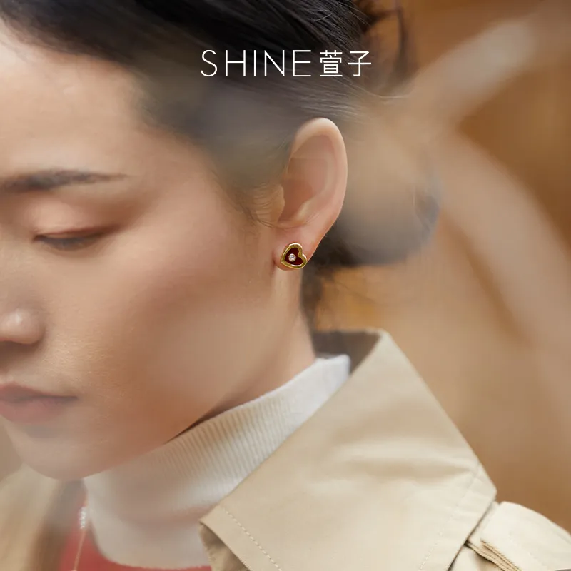SHINE Love Language Collection S925 Sterling Silver Stud With Zircon Stud Earrings Women's-3