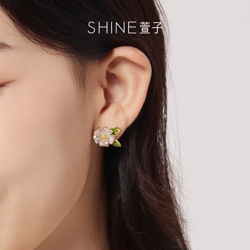 SHINE Man Dance Floral Collection S925 Sterling Silver Stud With Zircon Stud Earrings Women's-2