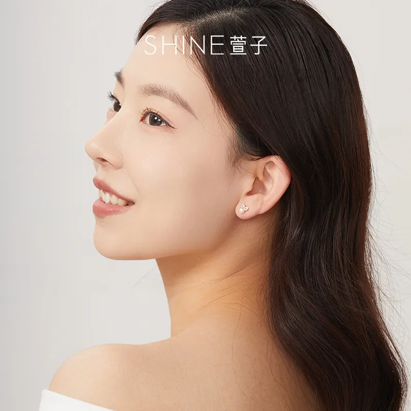 SHINE S925 Silver Stud Earrings Women's-4