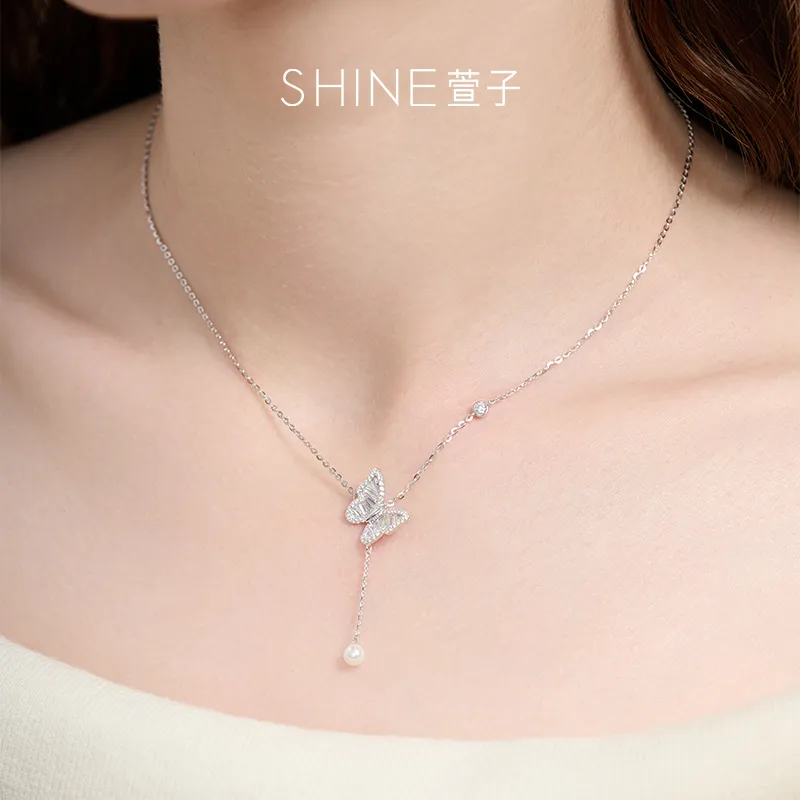 SHINE S925 Silver With Zircon Necklaces Women's-3