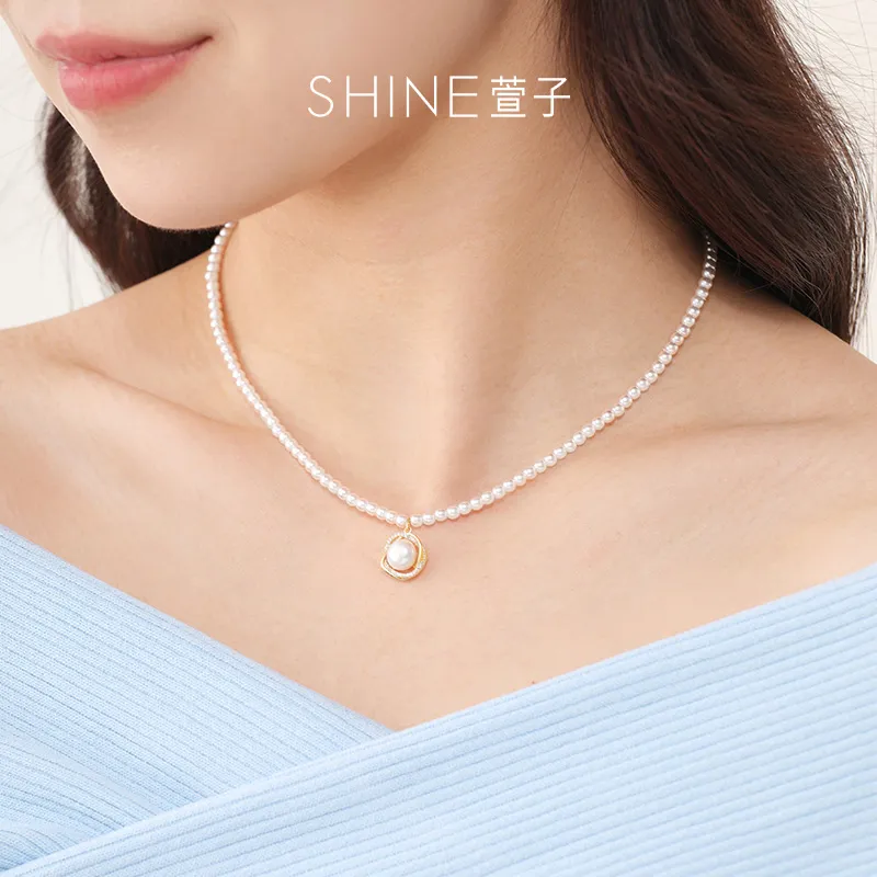 SHINE Shell Pearl, Crystal, Copper Necklaces Women's-2