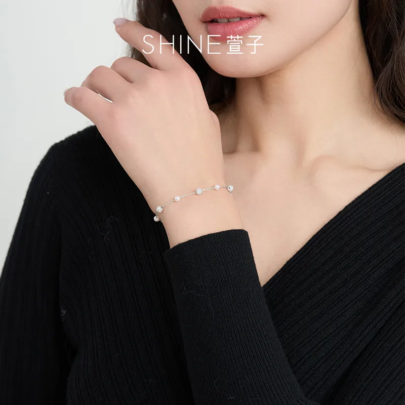 SHINE S925 Silver, Zircon, Shell Pearl Bracelets Women's-4