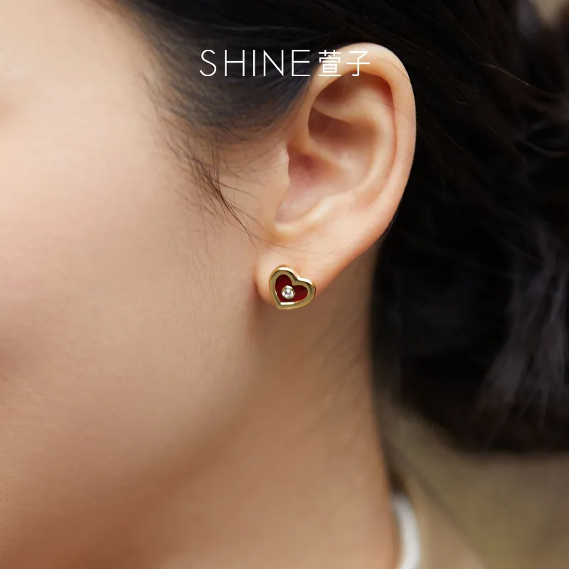 SHINE Love Language Collection S925 Sterling Silver Stud With Zircon Stud Earrings Women's-2