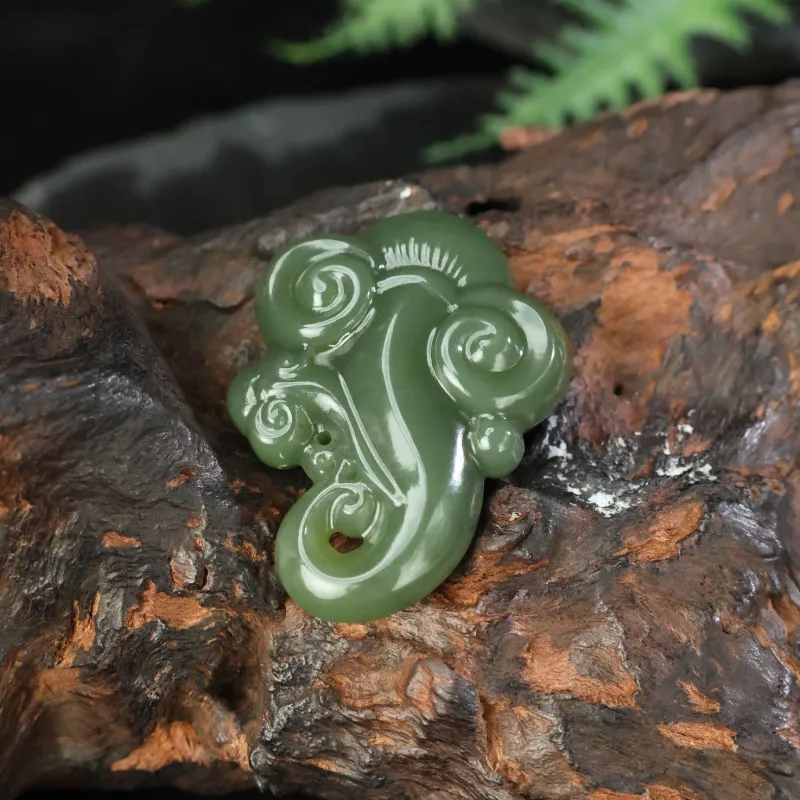 YUJIANQINGJIE Pendants Green Jade Unisex-4