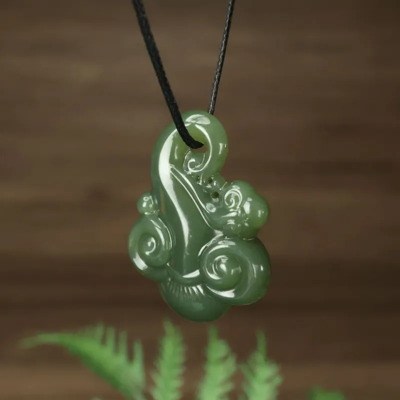 YUJIANQINGJIE Pendants Green Jade Unisex-7