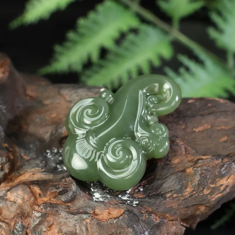 YUJIANQINGJIE Pendants Green Jade Unisex-3