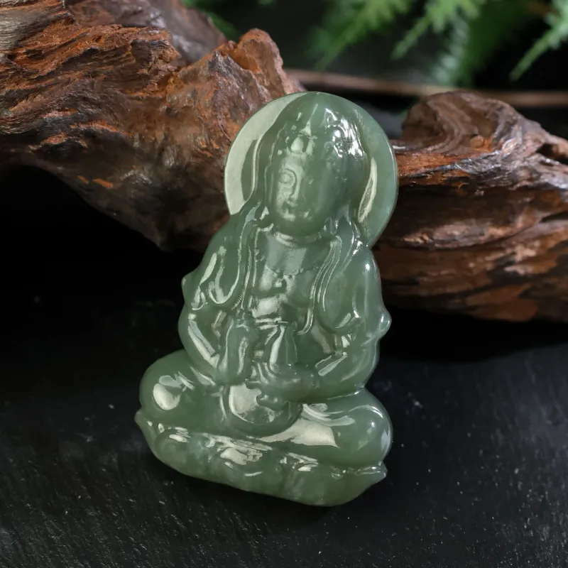 YUJIANQINGJIE Pendants Green Jade Unisex-5