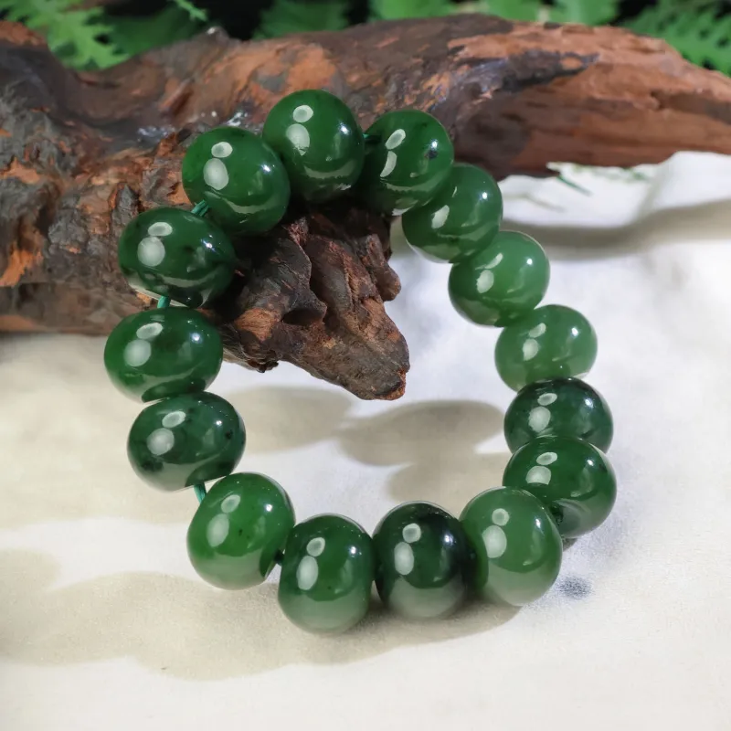 YUJIANQINGJIE Hetian Jade Bracelets Green Jade Unisex-3