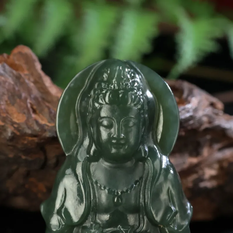 YUJIANQINGJIE Pendants Green Jade Unisex-6