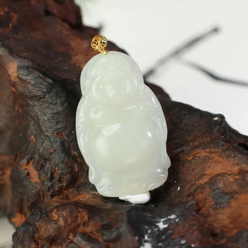 YUJIANQINGJIE Hetian Jade Pendants Pale Greenish White Jade Unisex-4