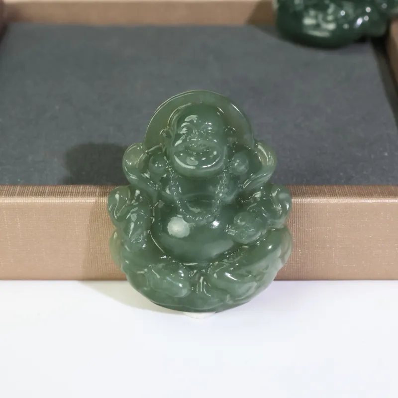 YUJIANQINGJIE Hetian Jade Pendants Green Jade Unisex-2