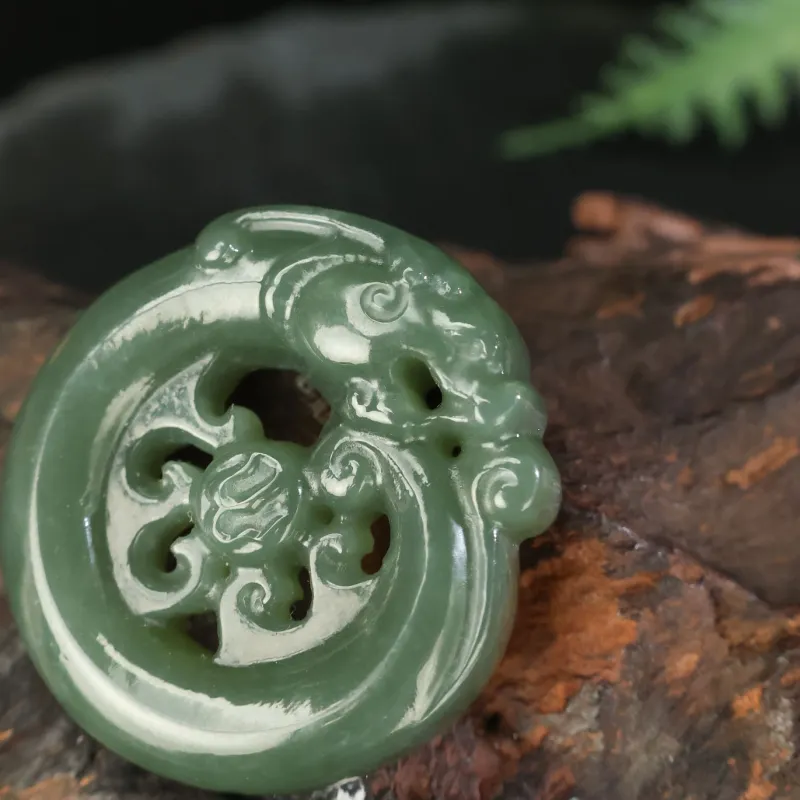 YUJIANQINGJIE Pendants Green Jade Unisex-4
