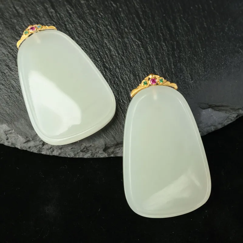 YUJIANQINGJIE Pendants White Jade Unisex-7
