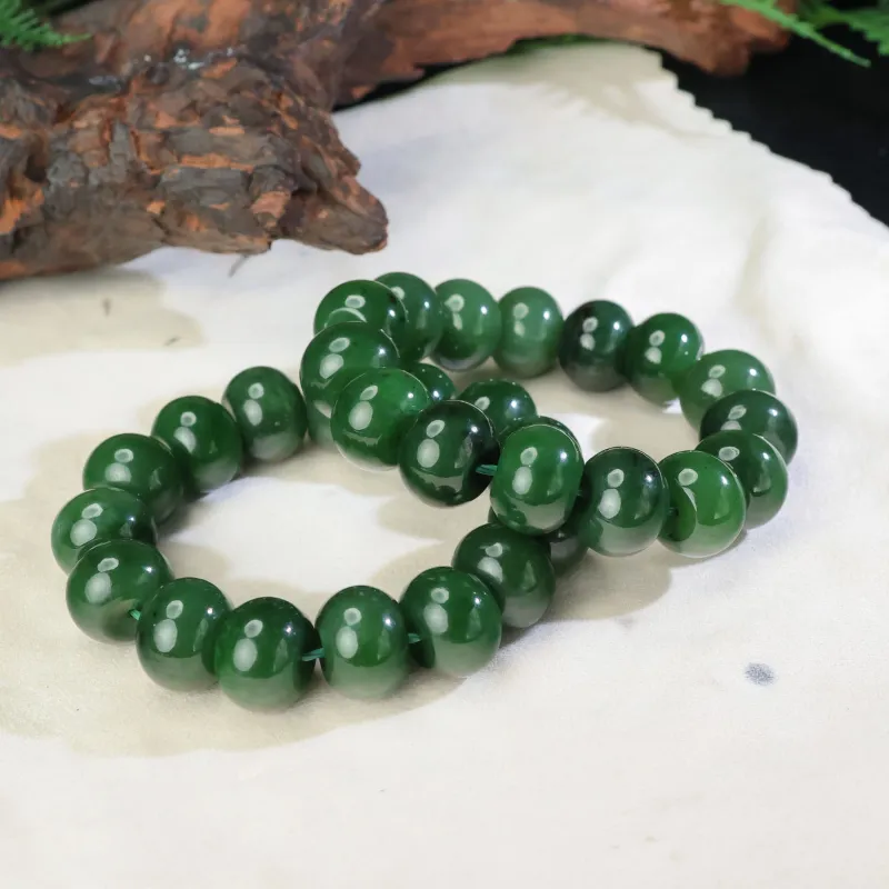 YUJIANQINGJIE Hetian Jade Bracelets Green Jade Unisex-2
