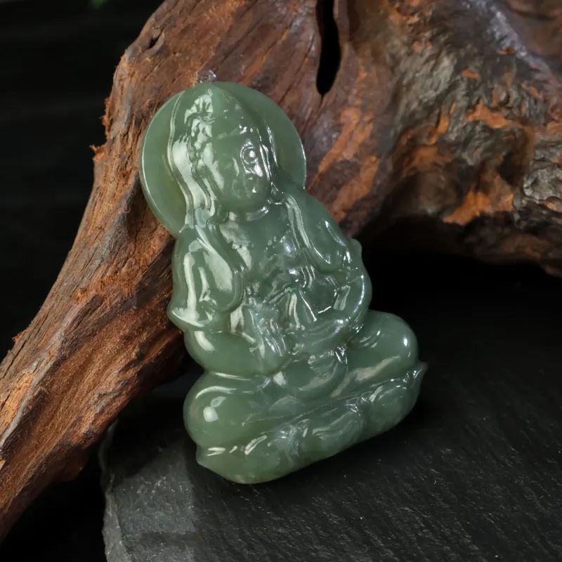 YUJIANQINGJIE Pendants Green Jade Unisex-3