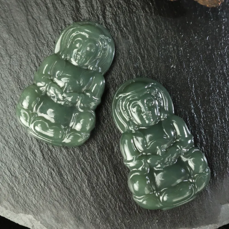 YUJIANQINGJIE Pendants Green Jade Unisex-6