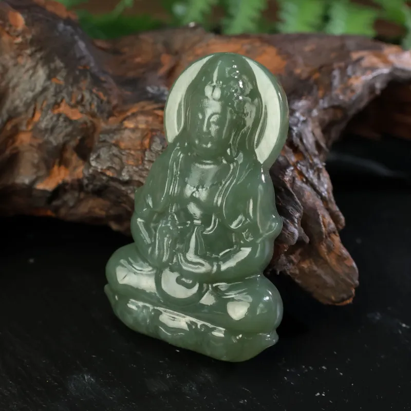 YUJIANQINGJIE Pendants Green Jade Unisex-1