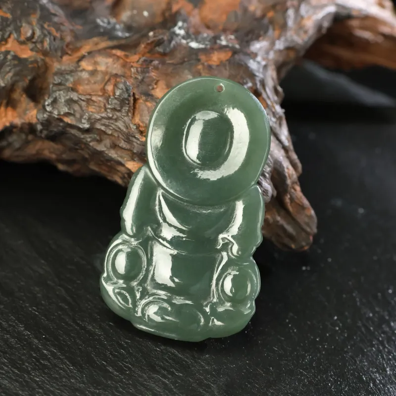 YUJIANQINGJIE Pendants Green Jade Unisex-5
