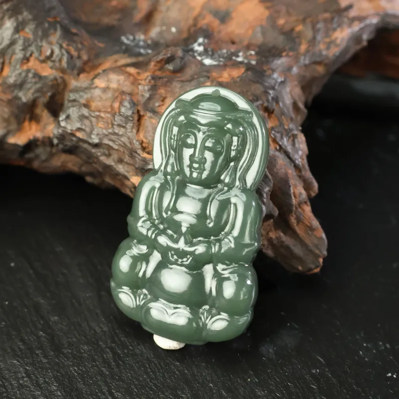 YUJIANQINGJIE Pendants Green Jade Unisex-3