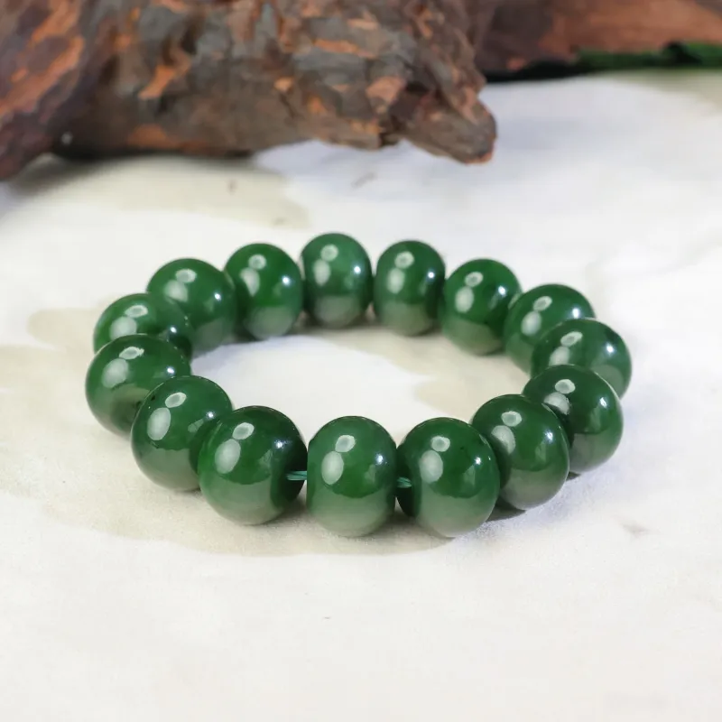 YUJIANQINGJIE Hetian Jade Bracelets Green Jade Unisex-1
