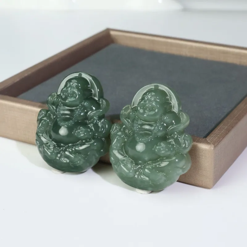 YUJIANQINGJIE Hetian Jade Pendants Green Jade Unisex-1