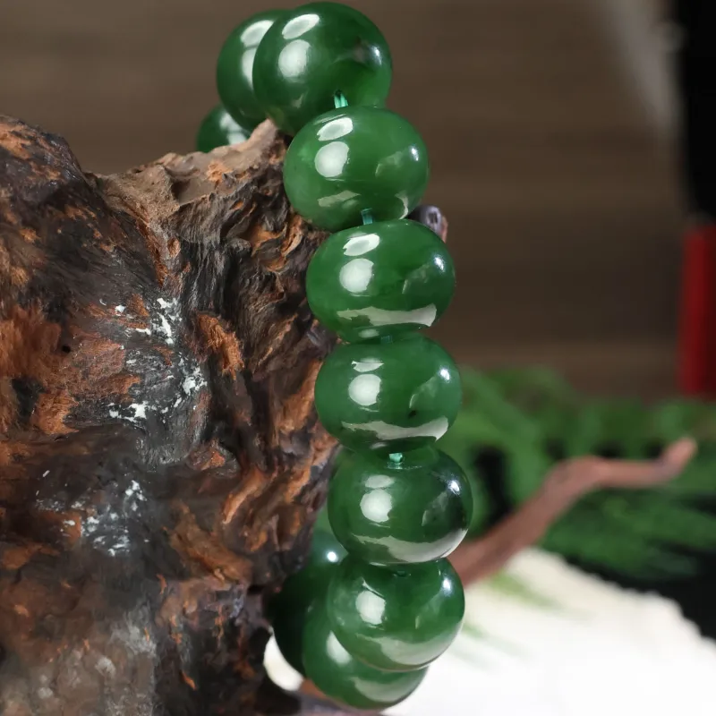 YUJIANQINGJIE Hetian Jade Bracelets Green Jade Unisex-6