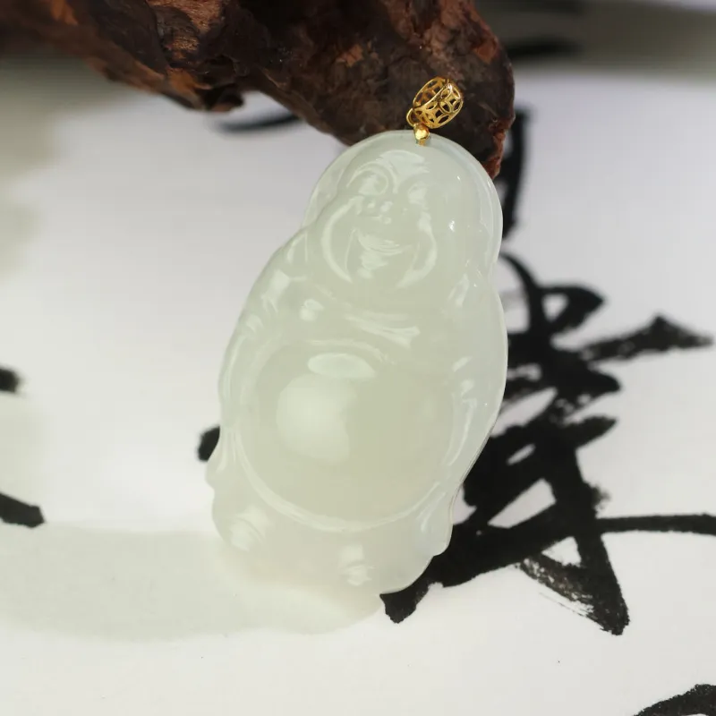 YUJIANQINGJIE Hetian Jade Pendants Pale Greenish White Jade Unisex-6