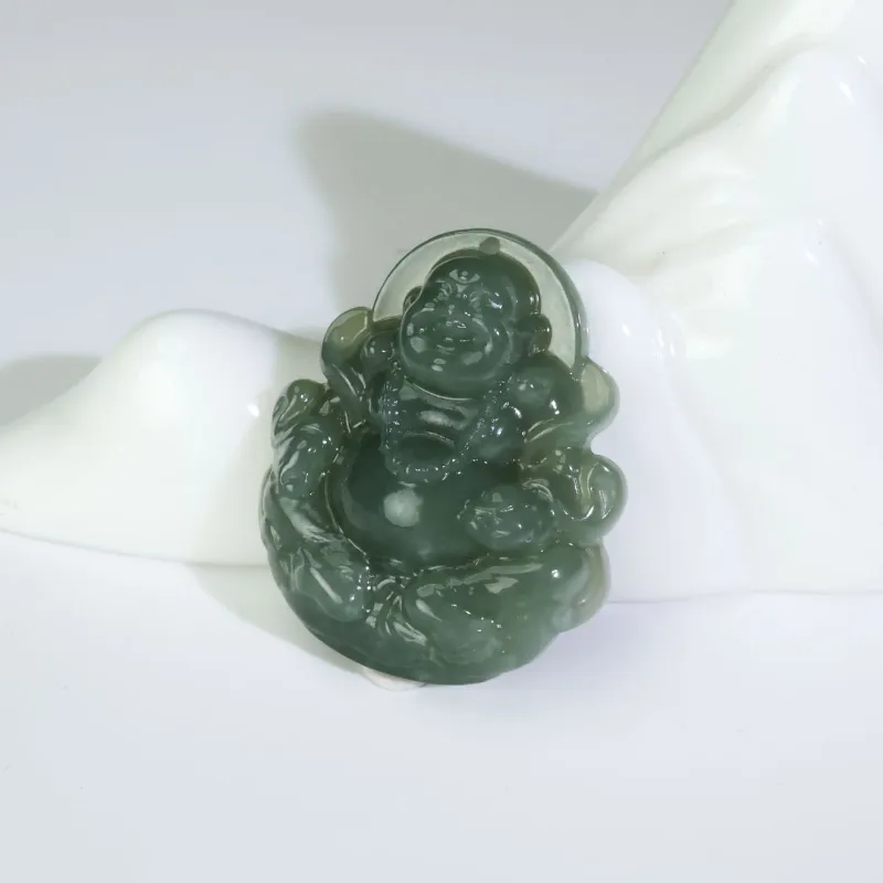 YUJIANQINGJIE Hetian Jade Pendants Green Jade Unisex-3