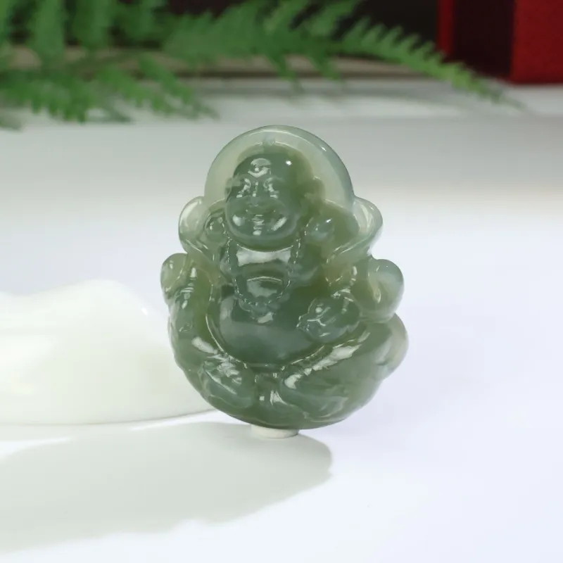 YUJIANQINGJIE Hetian Jade Pendants Green Jade Unisex-7