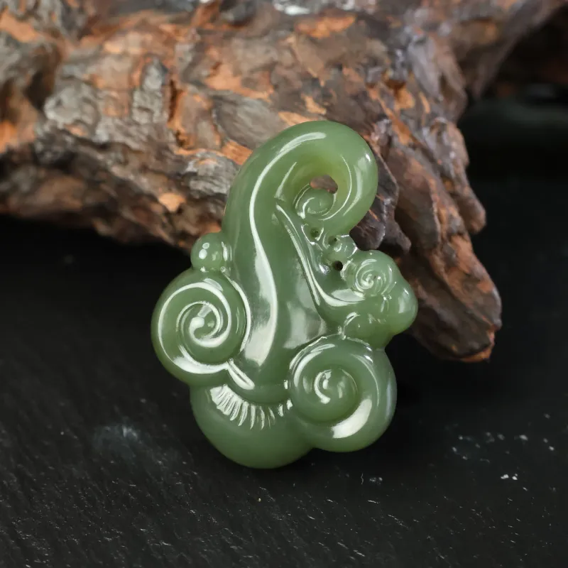 YUJIANQINGJIE Pendants Green Jade Unisex-2