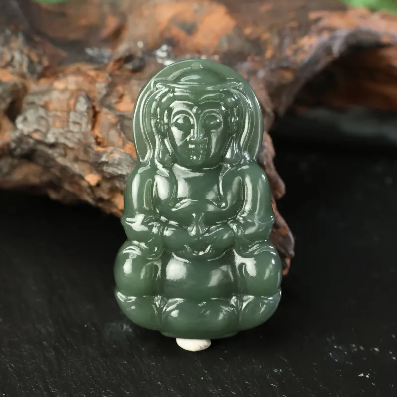 YUJIANQINGJIE Pendants Green Jade Unisex-1