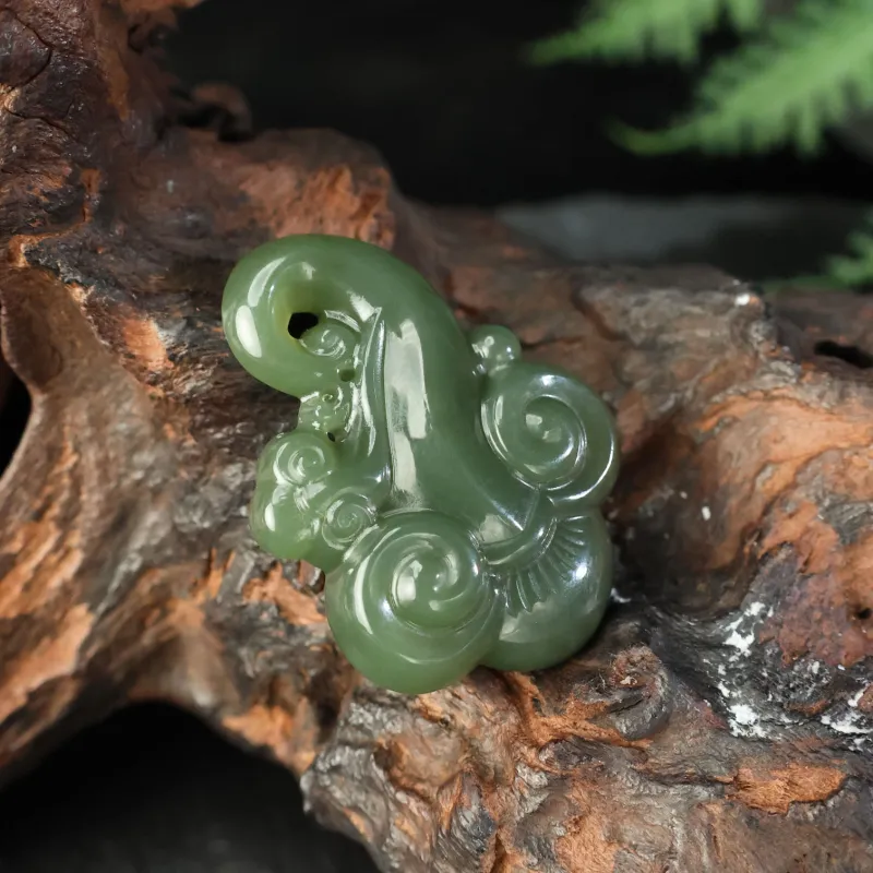 YUJIANQINGJIE Pendants Green Jade Unisex-5