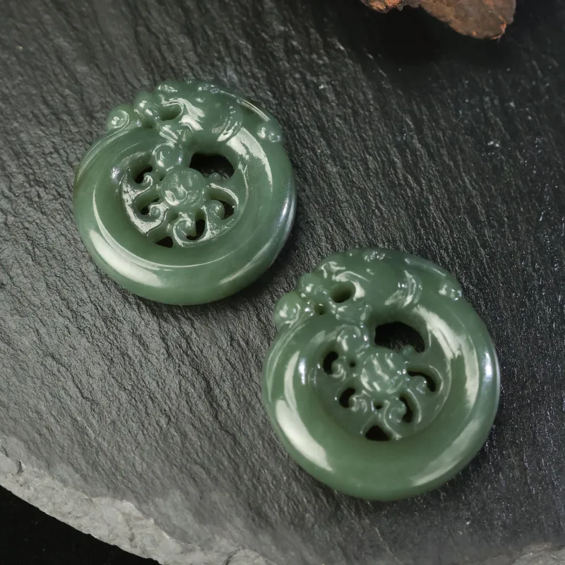 YUJIANQINGJIE Pendants Green Jade Unisex-5