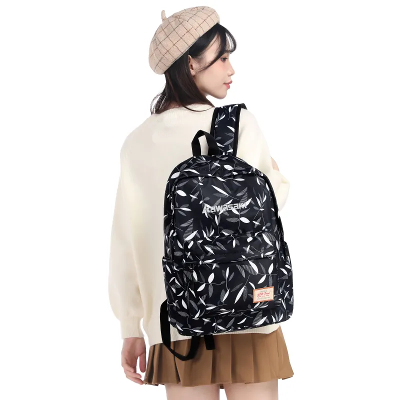 Kawasaki Fabric Backpack Regular Unisex Leaf Black-6