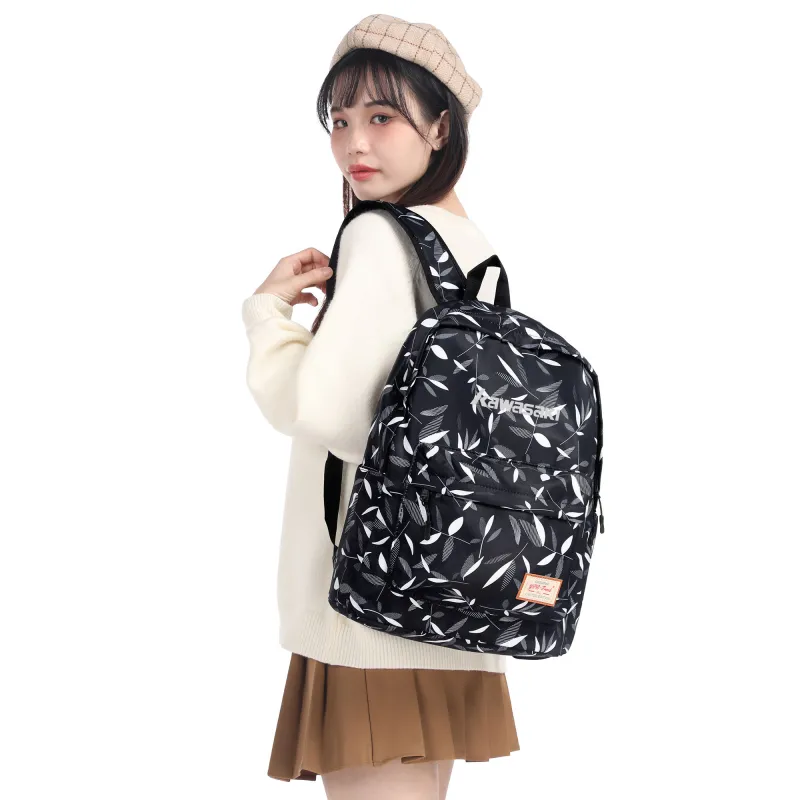 Kawasaki Fabric Backpack Regular Unisex Leaf Black-7